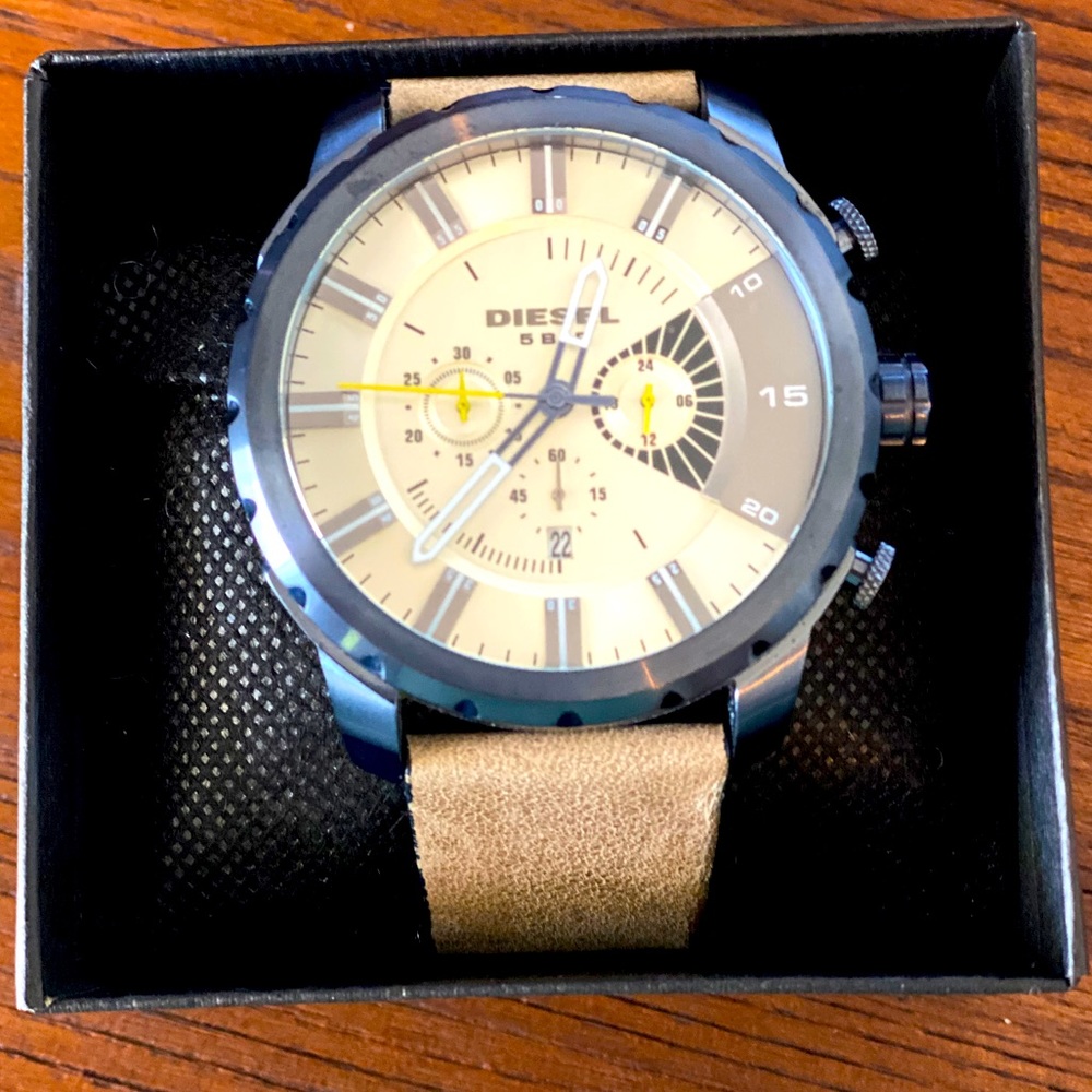 Diesel Men's Stainless Steel w/Gray Leather Band